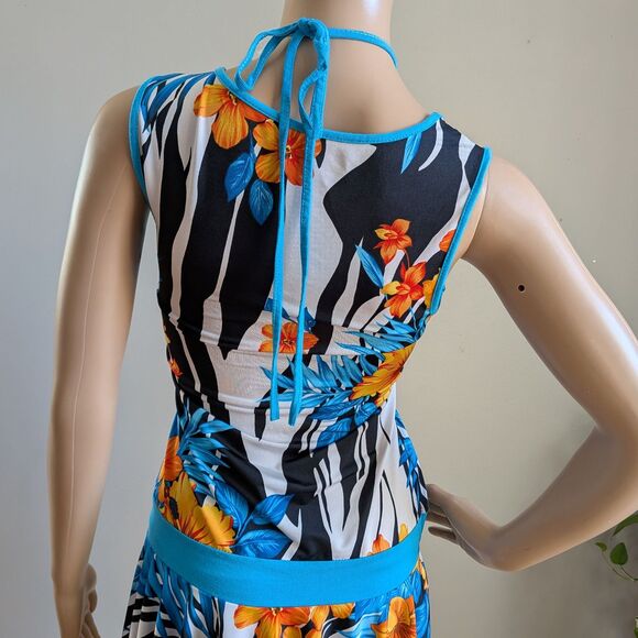 Vintage Y2K Micro Mini Dress Floral Halter Drop Waist Trashy Ruffle Top Small - Picture 10 of 12